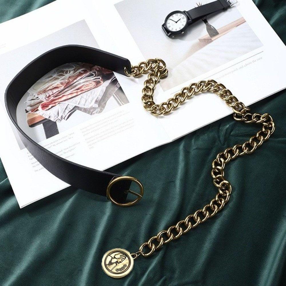Slim Side Thin Waist Chain Adjustable Dress Chain Simple PU Leather Belt  Waist Accessories