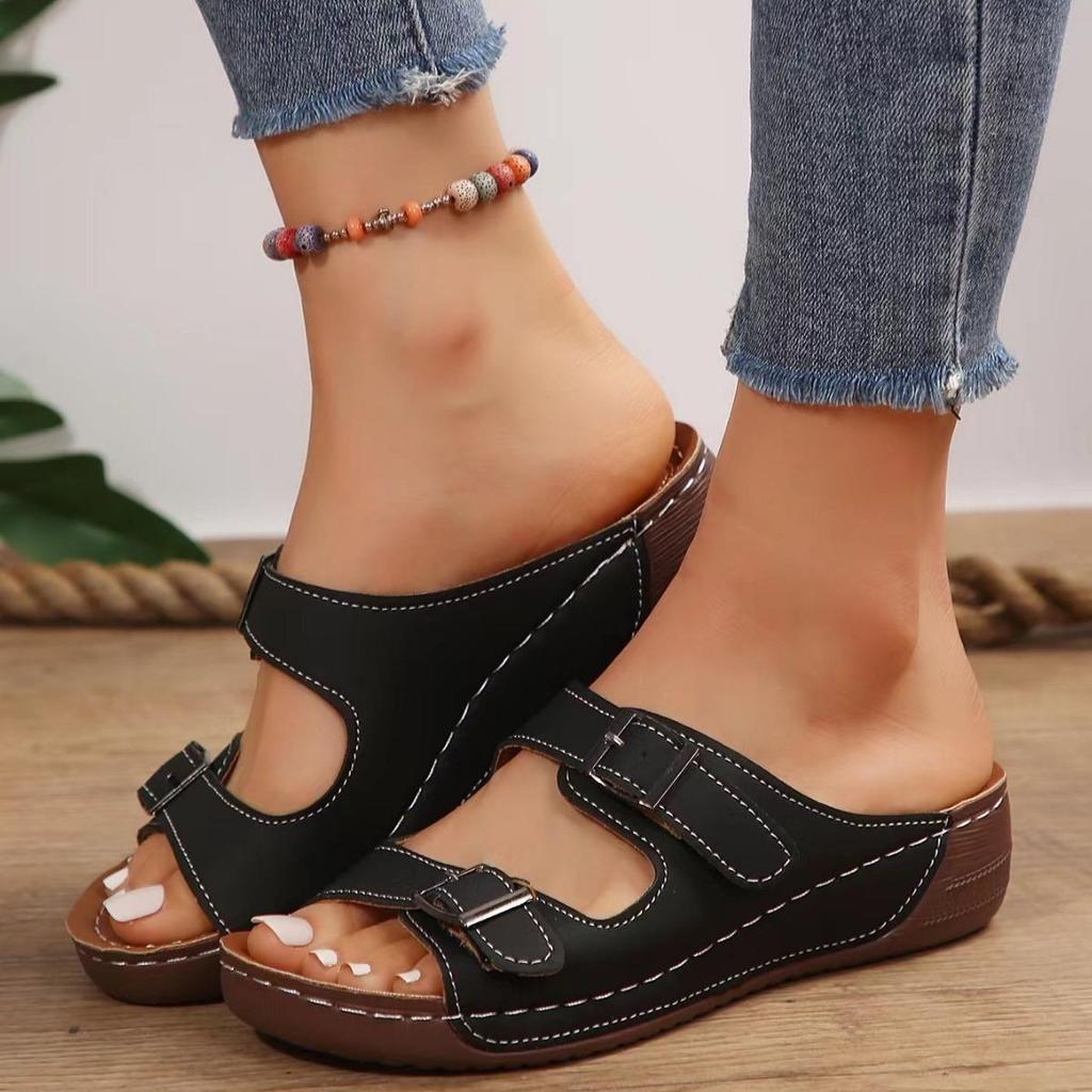 Nuove Pantofole con Zeppa Tacco Alto Suola Spessa Vuote Tinta Unita Pantofole da Donna Casual e Leggere Pantofole da Donna Grandi