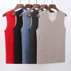 Men's Wool Silk Seamless Warm Vest - Double-Sided Fleece Lined, Thickened, Solid Color Base Layer for Autumn and Winter