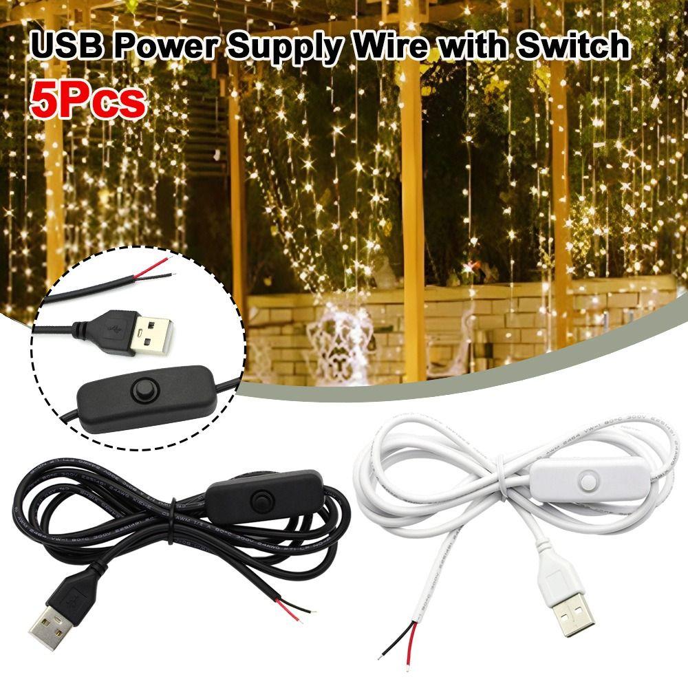 5Pcs 1.5M USB Power Supply Wire 5V ON OFF Switch Cable USB Extension Cable for USB Fan Desk Light