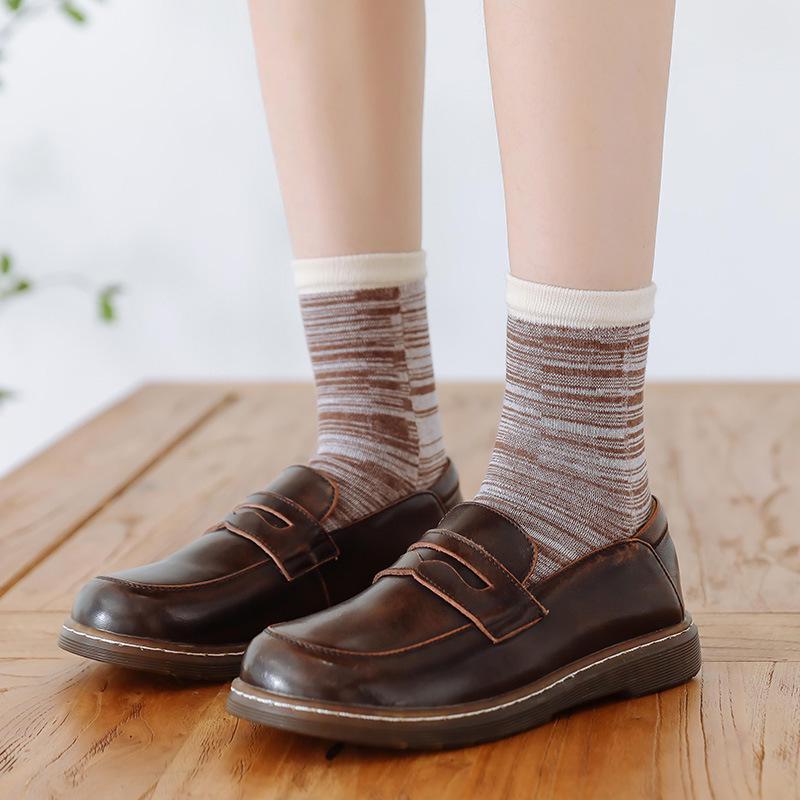 Two-Toe Cotton Socks: Striped, Sweat-Absorbent, Mid-Tube Style for All Seasons, Unisex Split-Toe Design