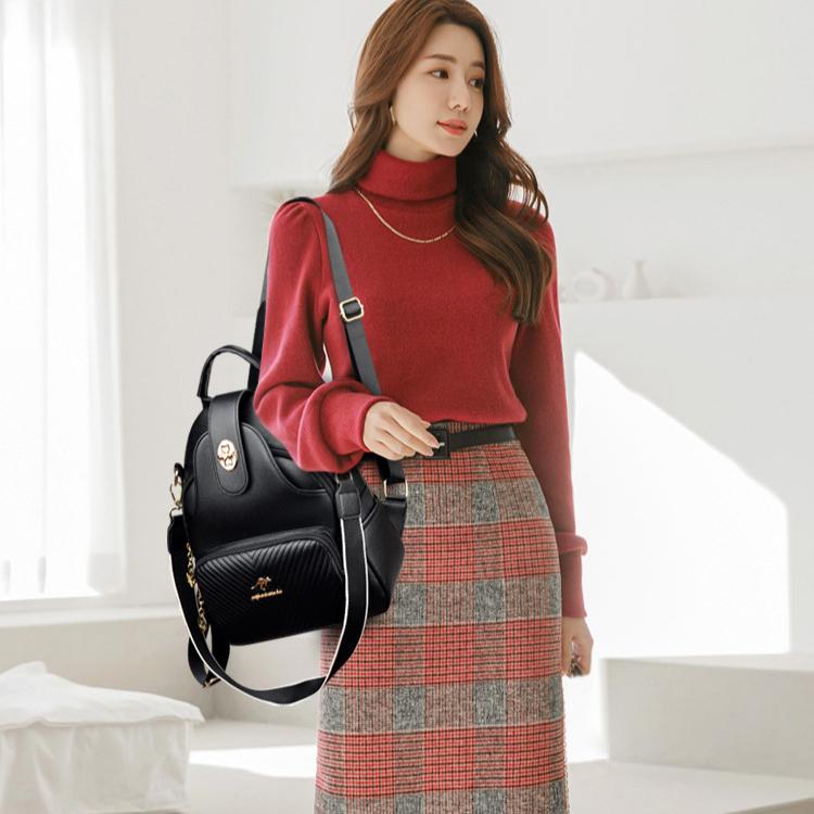 Umhängetasche Damenmode PU Weichleder Rucksack Persönlichkeit Trend Dual-Use-Schultasche