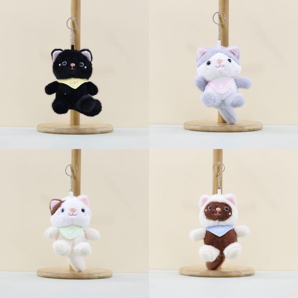 Adorable Cat Plush Keychain With Cute Scarf Design Perfect For Bags And Dolls
