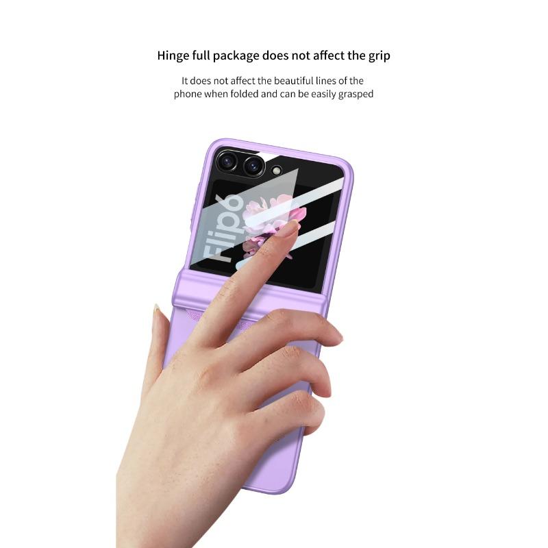Funda rígida de PC con bisagra magnética para Samsung Galaxy Z Flip 6, 5 y 4, a prueba de golpes y con protector de pantalla pequeño.