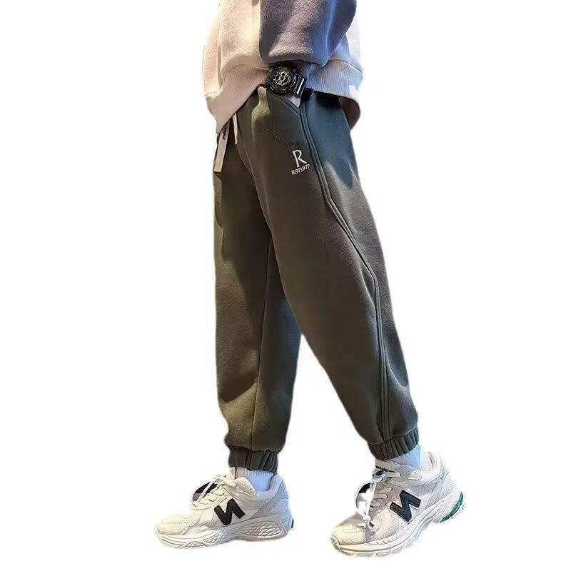 Boys' Spring and Summer Autumn Pants Children and Teens Pants Thin Children's Sports Straight Pants Trendy Three-Bar Pants Trendy