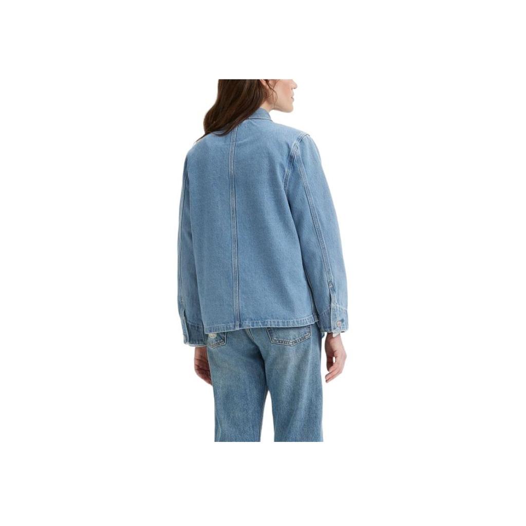 Jaqueta Jeans Masculina Levis Cor Sólida Multibolsos Corte Reto Um Botão Manga Longa Azul Claro A6190-0001