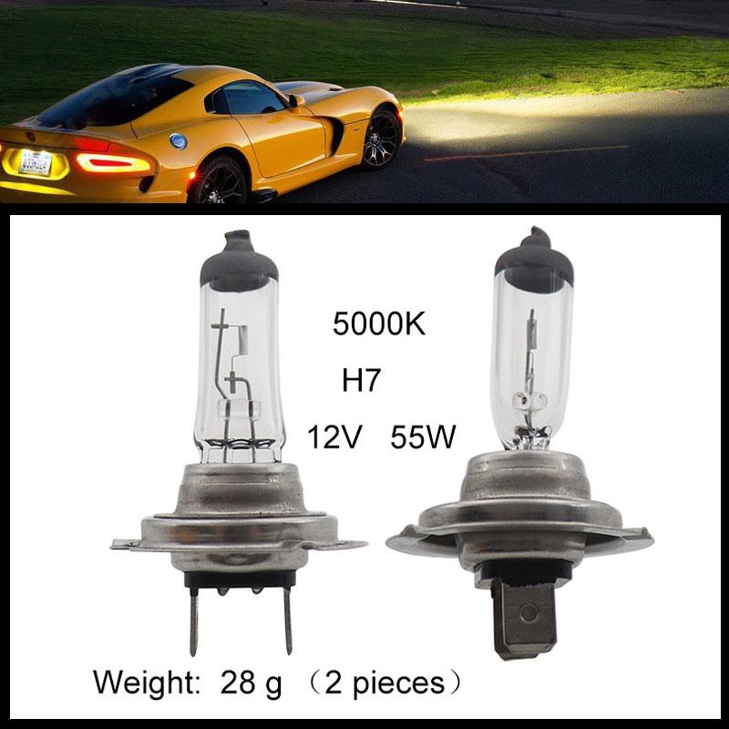 2pcs H7 12V 55W Xenon Halogen Hyaline car Headlight Fog Quartz Glass 5000K Light Lamp Bulbs