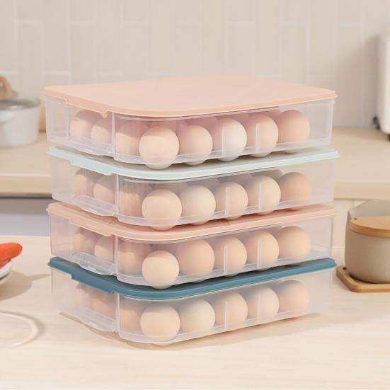 Stackable Home Storage Box Kitchen Refrigerator Egg with Holder Container Lid