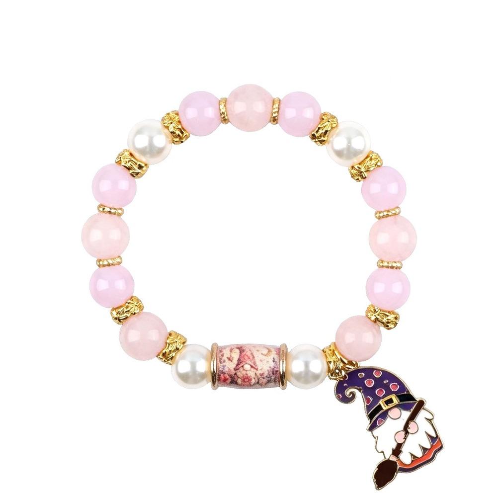Color Printing Christmas Dwarf Bracelet Elastic Rope Crystal Flower Bracelet Party Favor