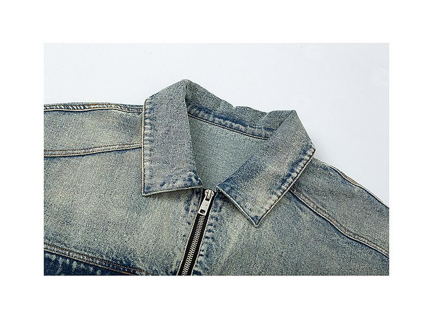 Y2K Vintage Distressed Denim Jacket for Women - 2025 Spring/Autumn Loose Trendy Style