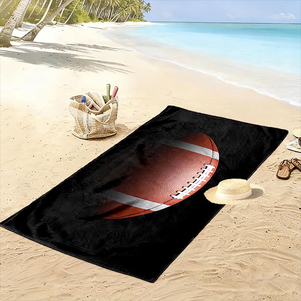 Giant Beach Towel with Rugby Ball Sport Action Design, Ultra Soft Quick Dry Microfiber, Fade Resistant, for Pool Beach Vacation