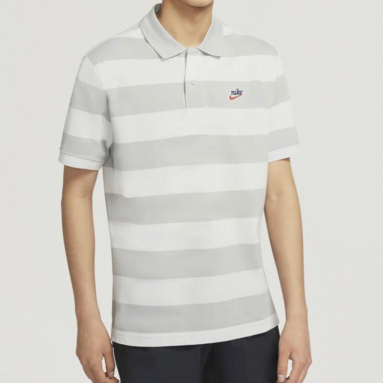 Nike Sportswear Heritage Striped Colorblock Kurzarm-Poloshirt Herren Oberteile Photon-Grau Chiaroscuro-Halo-Gelb CU4433-028