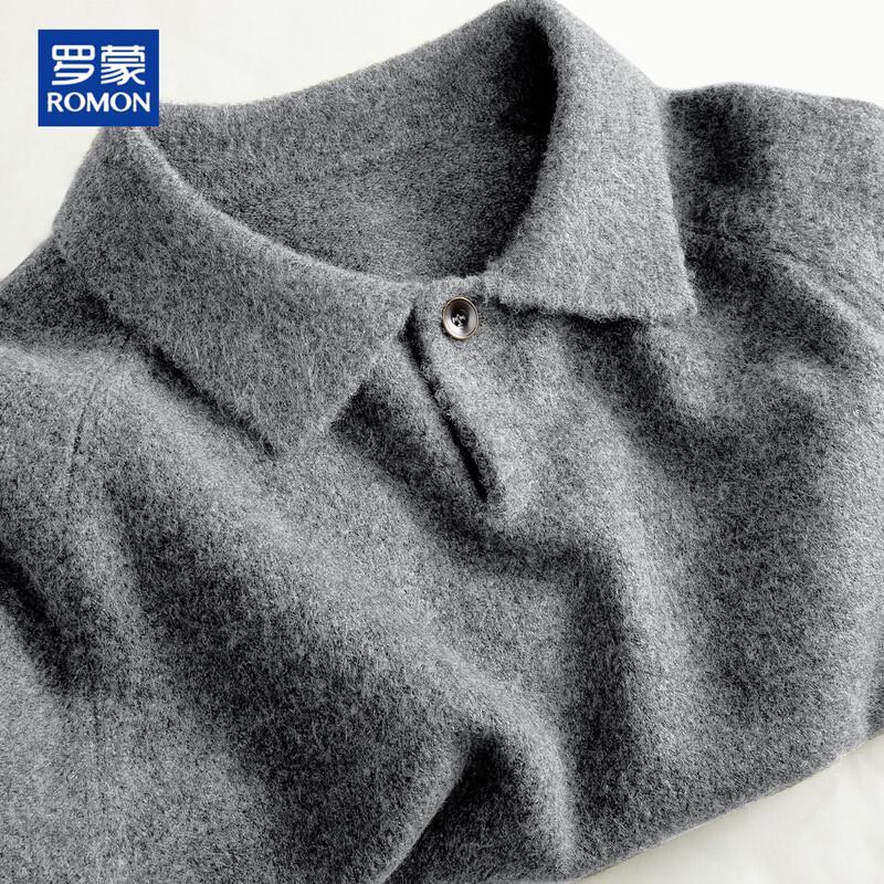 ROMON Men's Autumn and Winter Warm Lapel Knit Sweater