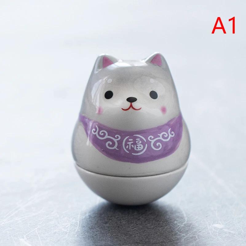 Japanese Creative Gift Ceramic Dog Car Ornament Fortune Flower Pet Doll Home Accessories Office Decoration