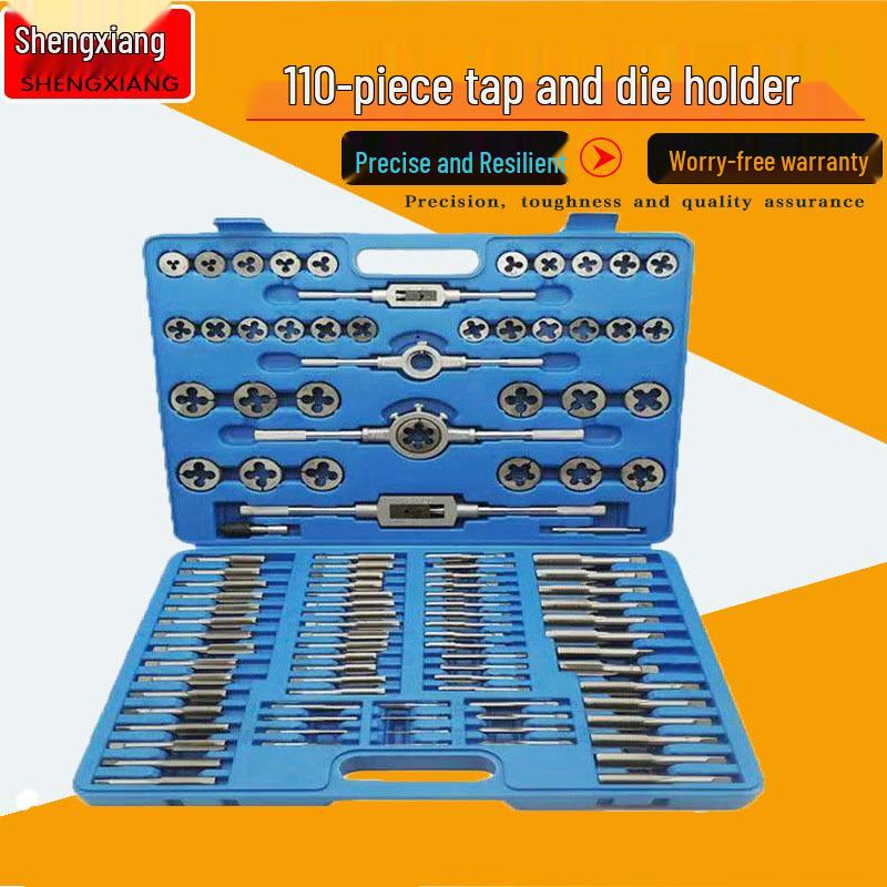 110-Piece Metric Tap and Die Set with Rack 2-18mm