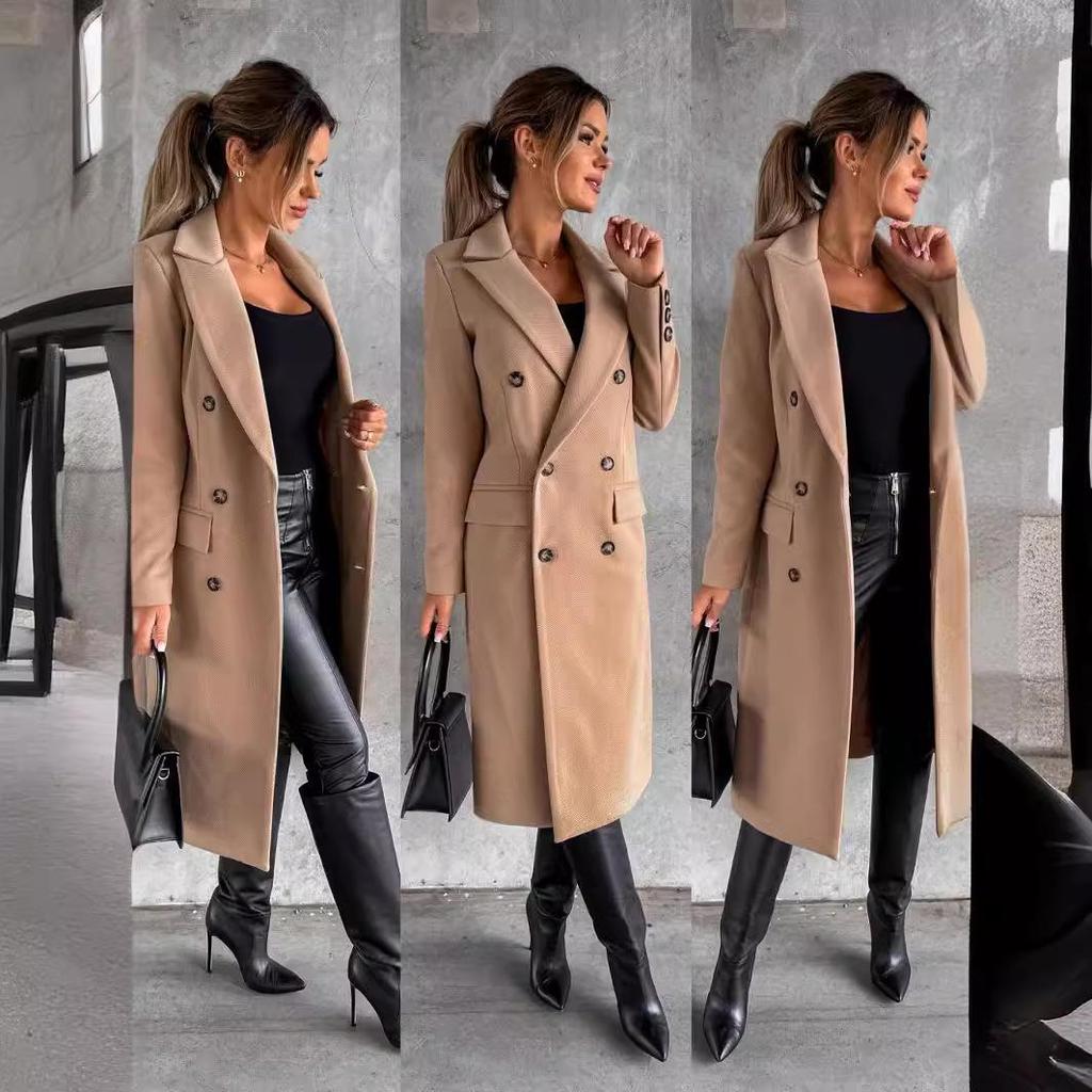Manteau en laine double boutonnage à manches longues Bestseller Femme Automne/Hiver 2025