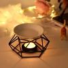 1pc Romantic Ceramic Tealight Candle Holder with Metal Oil Burner and Wax Warmer - Perfect for Relaxing and Meditation