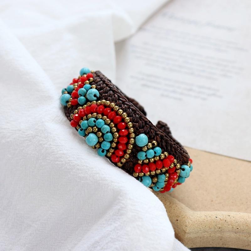 Handmade bohemian ethnic style bracelet woven natural stone retro personalized Tibetan bracelet with jewelry women