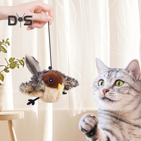 Flapping Bird Cat Toy Interactive Chirping Bird Catnip Toy with Lifelike Sound Touch Activated Rechargeable Bird Cat Kicker Toy for Indoor Cats