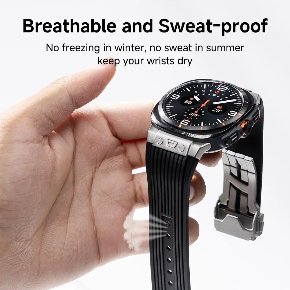Gumowy pasek sportowy do Samsung Galaxy Watch Ultra 7 47mm Pasek męski ze stali nierdzewnej do paska Samsung Galaxy Watch 7 Ultra