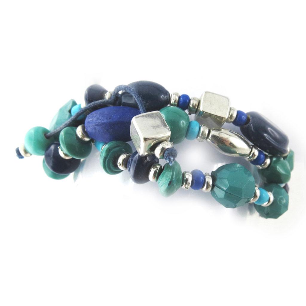 Les Trésors De Lily [N1142] - Bracelet ethnique 'Kilimanjaro' bleu turquoise