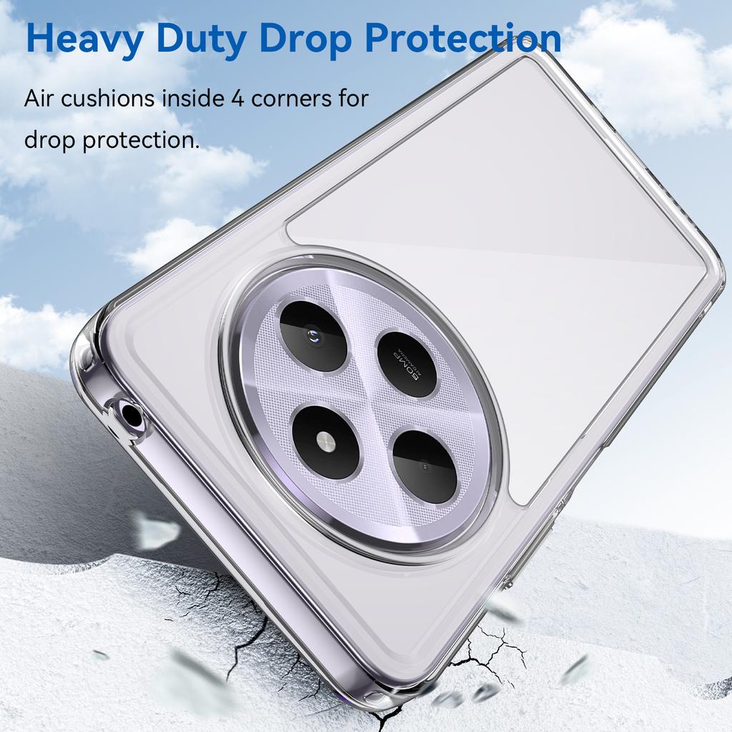 WANLONFENG MF Series Clear Case for Xiaomi Poco C75 4G/Redmi 14R 5G/14C 4G TPU+Acrylic Phone Cover with Tempered Glass Film