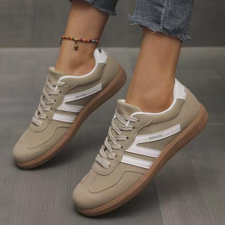 2025 foreign trade large size autumn new flat-bottomed casual outer wear non-slip German training shoes lace-up light sports shoes women