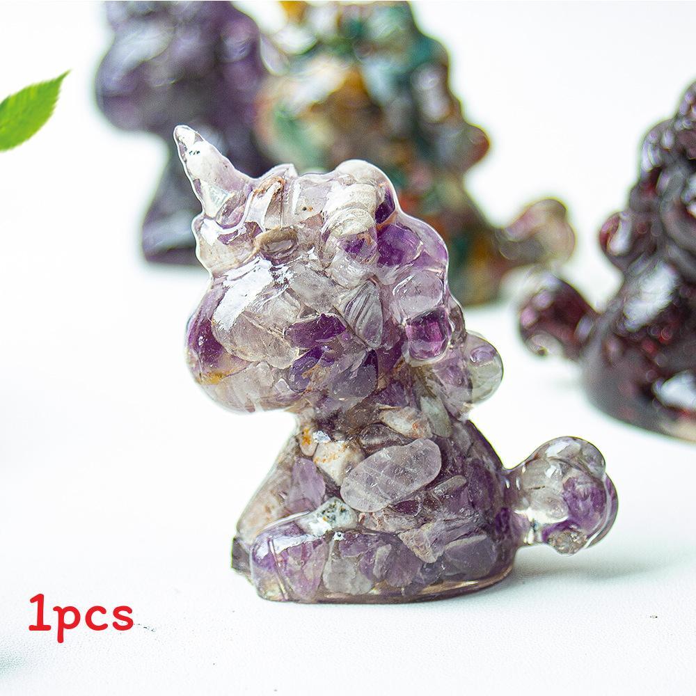 Unicorn Resin Figurine With Handcrafted Crystal Texture For Home Decor And Giftgiving