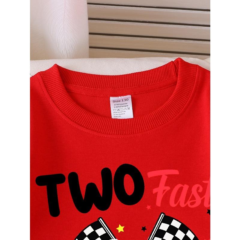 Crew Neck Fashion Sweatshirt for Girls Featuring Two Fast Two Curious Racing Cars, Perfect for Autumn And Winter