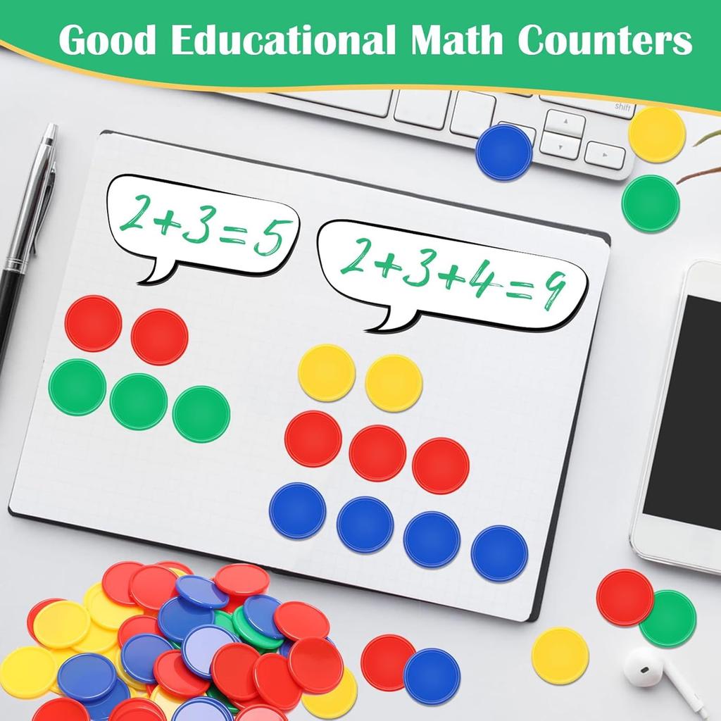 160 plastic learning counters with storage box, 4-color bingo chips, 1-inch poker chips, educational counting math manipulatives, round game chips