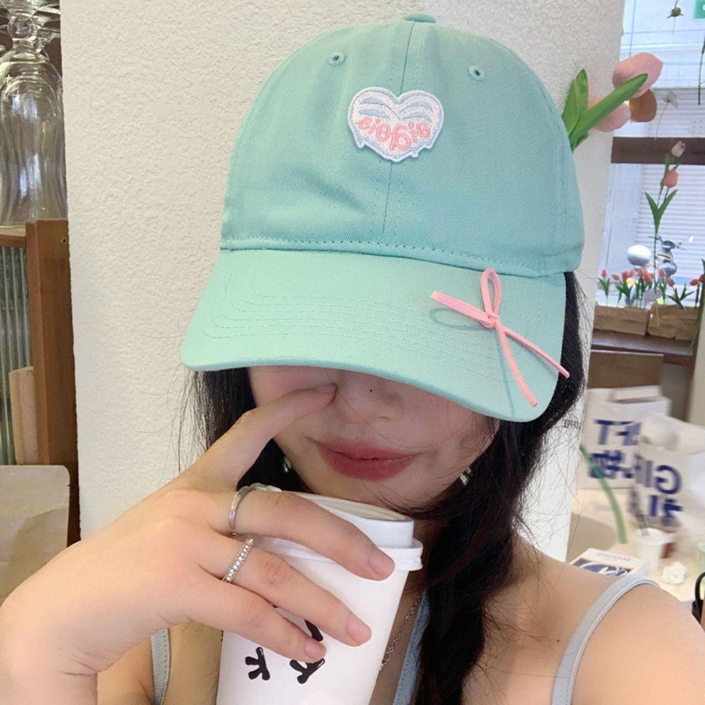 Sunscreen Love Heart Baseball Cap Embroidery Peaked Cap Fashion Sun Hat  Girls