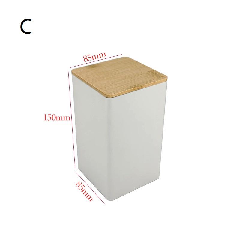 {MX} Versiegelter Blech-Teelagerbehälter mit Bambusdeckel, quadratischer Küchen-Gewürzbehälter, Kaffee-Süßigkeitenbehälter, Lebensmittelflasche