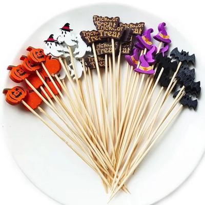 100 Stück Halloween Kürbis Spieße Bambus Picks Obstgabeln Buffet Dessert Zahnstocher Geist Fledermaus Halloween Party Dekoration