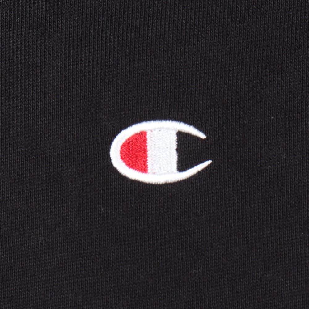 Champion Long Fleece Black Men's Full-Zip Hoodie, Sleeve, Lining, One-Point Logo, Basic, C3-W104Z,