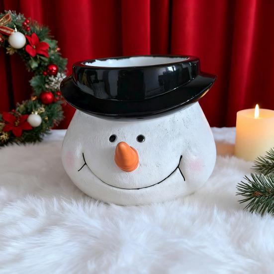Yousheng Christmas Snowman Planter Pot Santa Claus Head Resin Succulents Herb Plants Flower Pot Home Balcony Garden Decoration