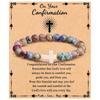 Emperor Stone Pink Zebra Beaded Bracelet with Cross Charm