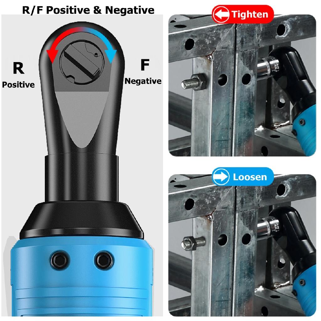 60N.m Portable Cordless Rechargeable Ratchet Wrench 28V 3/8" Inch Electric Right Angle Wrench 60N.m With 1/2 Batteries