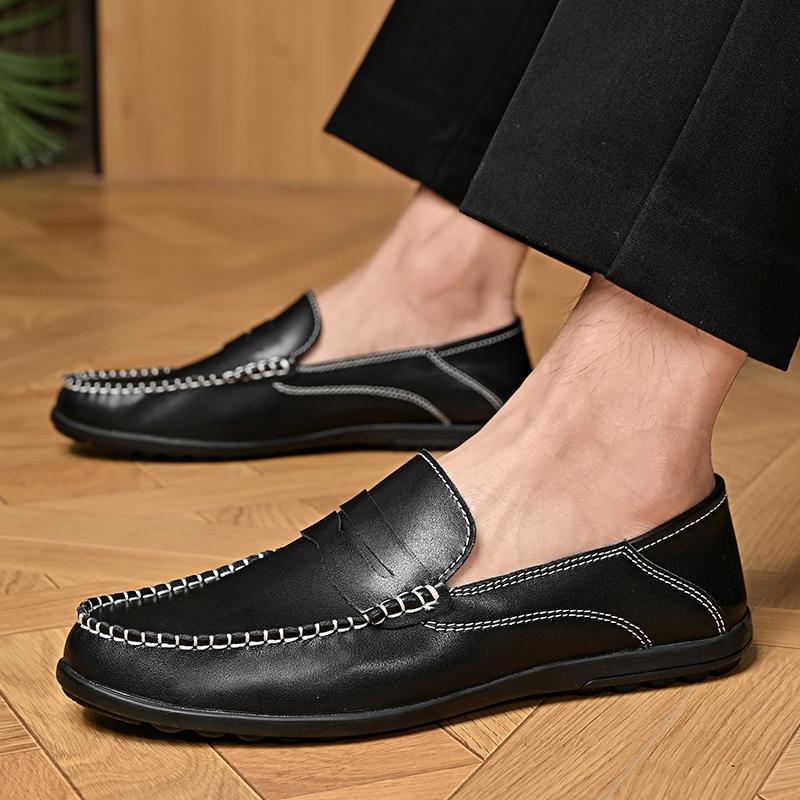 Casual Leather Men Loafers Slip On Handmade Moccasins Crocodile Pattern Men Leather Flats Luxury Brand Comfy Driving Shoes Men