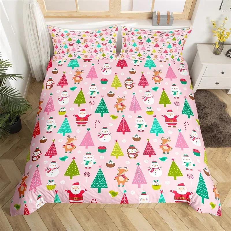 Christmas Tree Santa Claus Duvet Cover Twin King Queen Kids Christmas Bedding Set Polyester Botanical Racing Car Comforter Cover