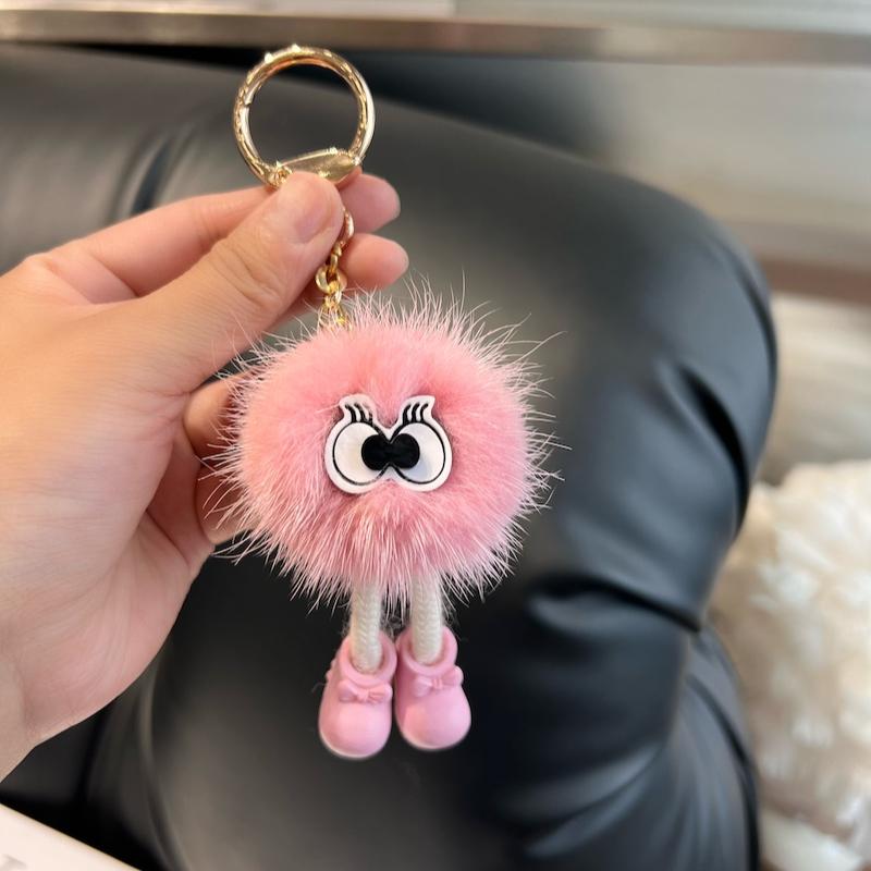 [Cute Long Legs] Mink Hair Car Keychain Pendant Ins Internet Celebrity Hair Pom-pom Book Bag Pendant