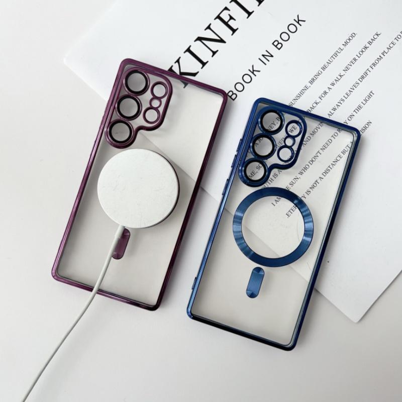 Luxury Plating For Magsafe Magnetic Case For Samsung S25 S24 S23 S22 S21 S20 FE Ultra Plus A06 A16 A55 A35 A25 A15 Clear Cover