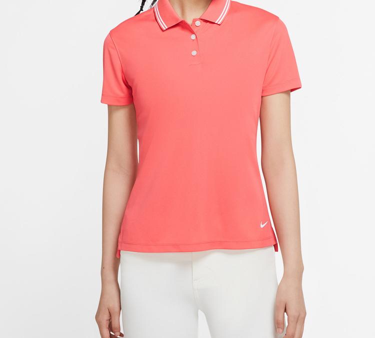 Nike Polo Shirts Women's Mysterious Ash Red Polo Collar Moderate Straight Fit BV0218-814