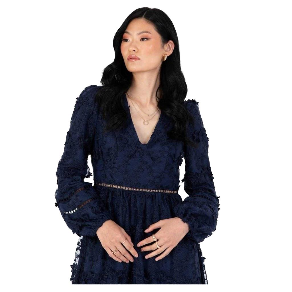 Maya Deluxe Damen Midi-Kleid mit floralem Muster und V-Ausschnitt