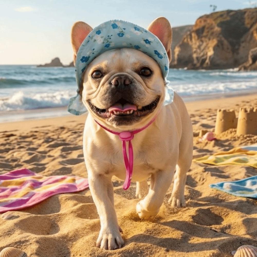 Floral Pattern Cat Sun Protection Hat Adjustable Dog Sunscreen Hat Pet Head Wear  For Dogs Cats