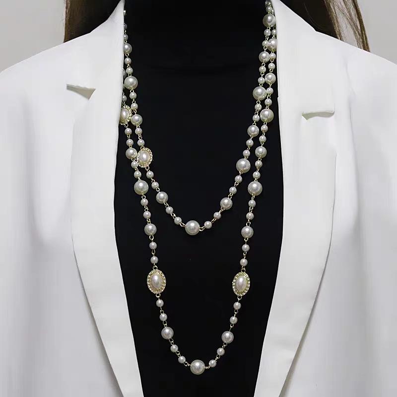 Women's Luxurious Layered Long Pearl Necklace - High-End Sweater Chain 2025 Design