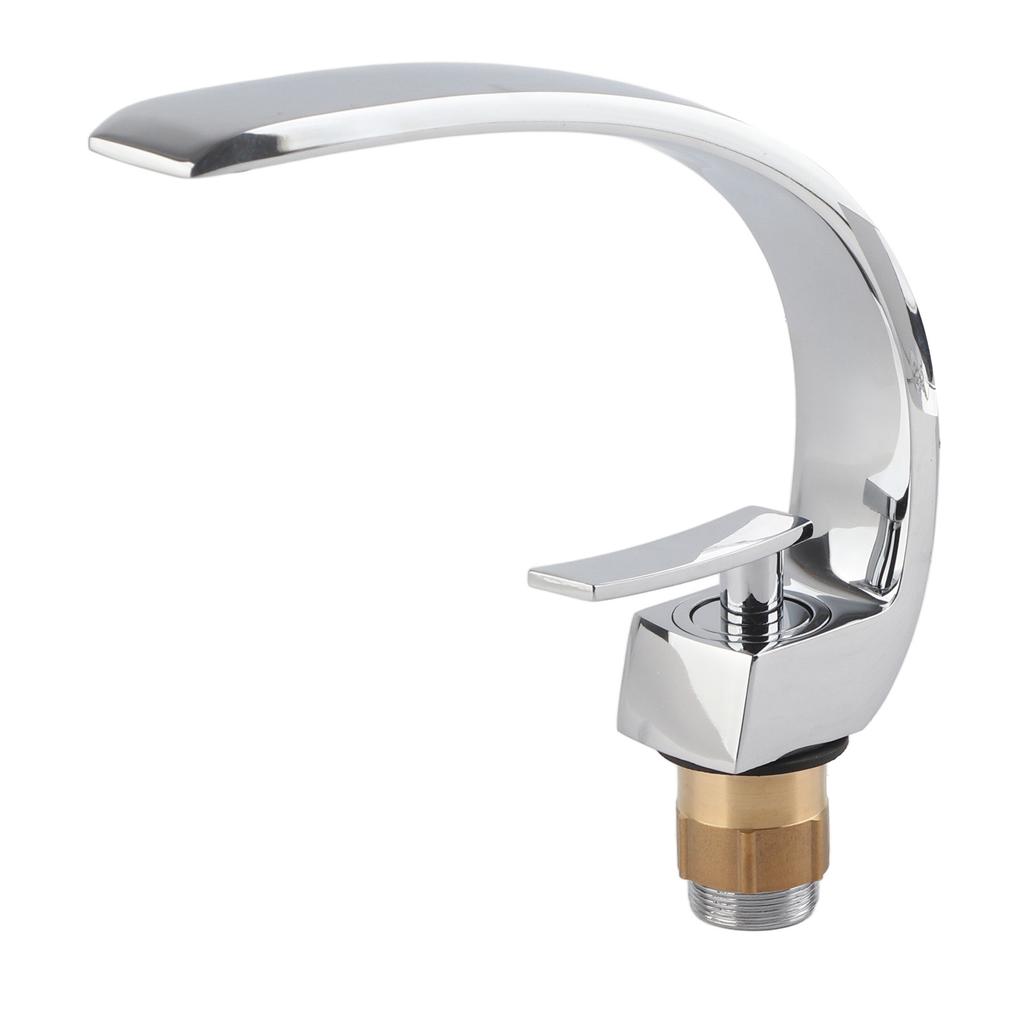 G1/2 Curve Design Faucet Basin Hot Cold Water Mixer Tap Single Handle Sink Faucet with Hose
