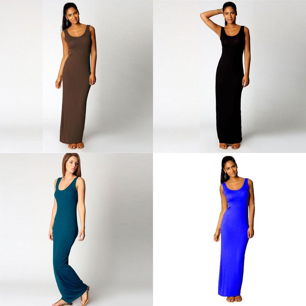 Elegante Abito Maxi Bodycon Senza Maniche da Donna per Spiaggia Casual e Uso Quotidiano