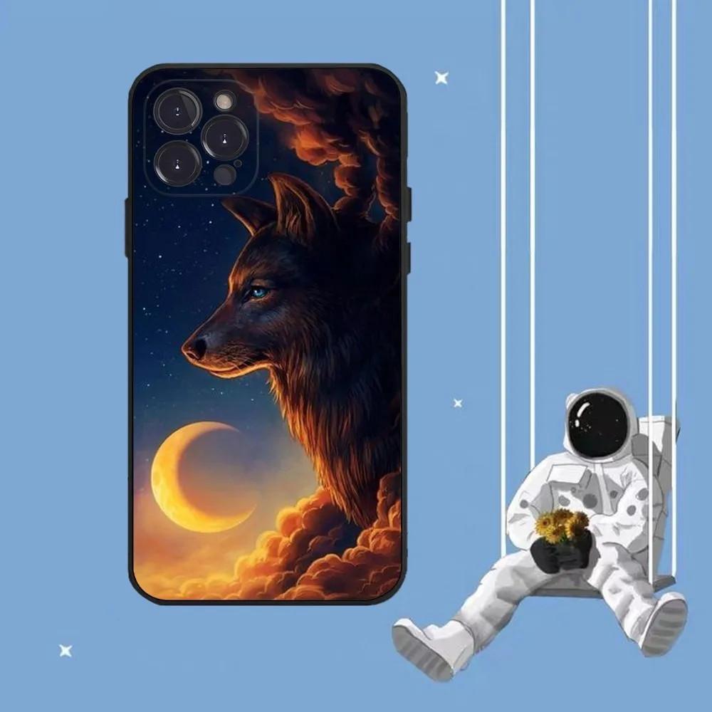 Apple Iphone16 Mobile Phone Case Wolf Mobile Phone Case Hair Painted Anti-Drop Huawei Anti-Drop Mobile Phone Case