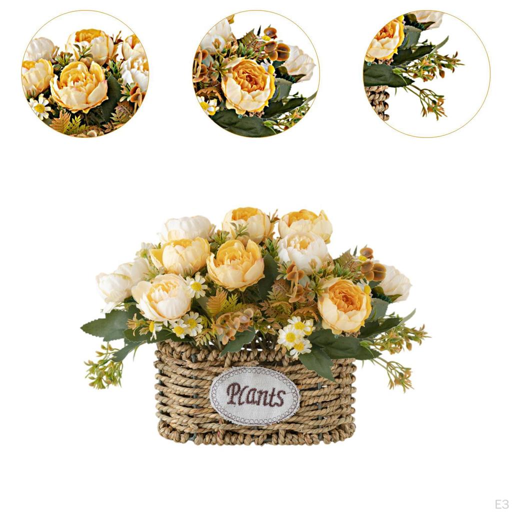 Artificial Floral Arrangement in Basket for Home And Event Decoration, Centerpiece Office