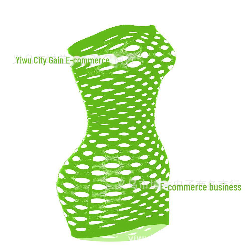 Sexy Lingerie: Hole Hip Skirt Tube Top, Full Body Net Dress W095